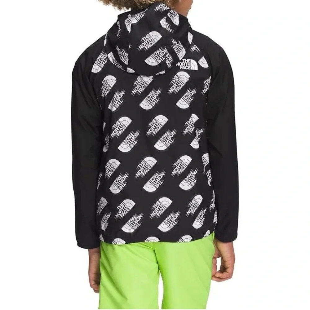 NWT THE NORTH FACE Printed Packable Wind‎ Jacket Black/White XS (6 YOUTH JR) TNF
